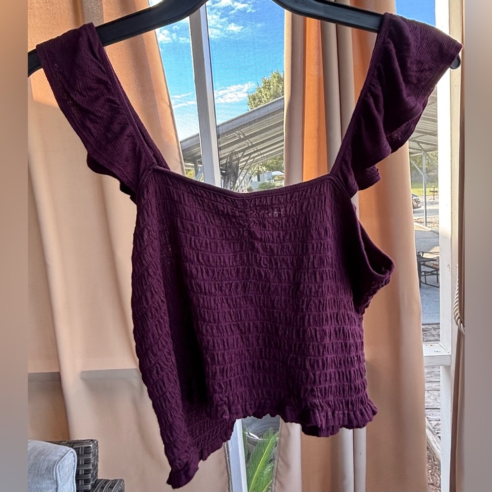 💜adorable dark purple smocked blouse✨